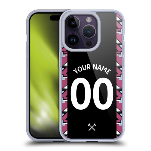 Custom Customised Personalised West Ham United FC 2022/23 Kit Away Soft Gel Case for Apple iPhone 14 Pro