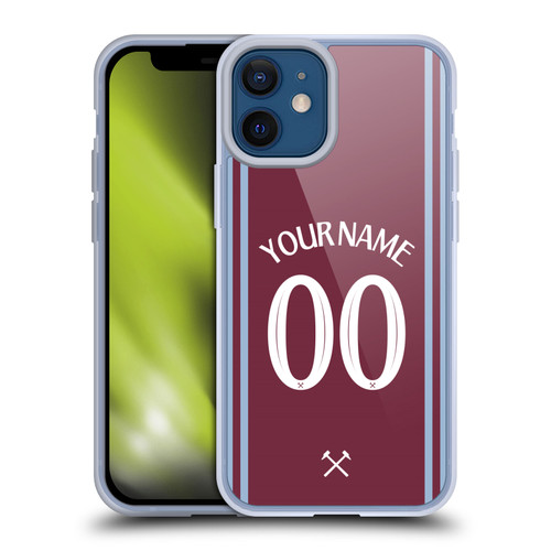 Custom Customised Personalised West Ham United FC 2024/25 Kit Home Soft Gel Case for Apple iPhone 12 Mini