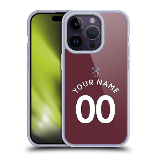 Custom Customised Personalised West Ham United FC 2020/21 Kit Home Soft Gel Case for Apple iPhone 14 Pro