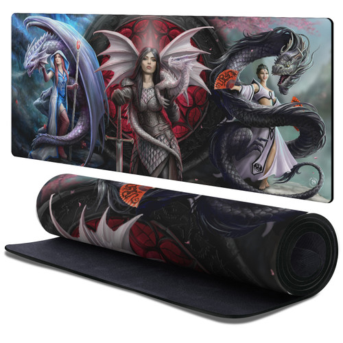Anne Stokes Fantasy Characters Dragon Mage Throne Gaming Office Desk PC Keyboard Mouse Mat Pad 37.4 x 15.75 x 0.16 inches (900 x 400 mm) - XL
