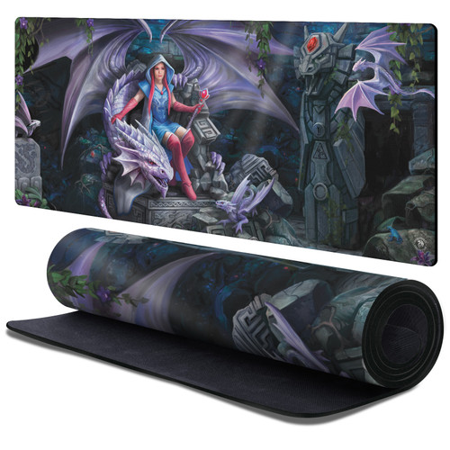 Anne Stokes Fantasy Characters Dragon Mage Throne Gaming Office Desk PC Keyboard Mouse Mat Pad 37.4 x 15.75 x 0.16 inches (900 x 400 mm) - XL