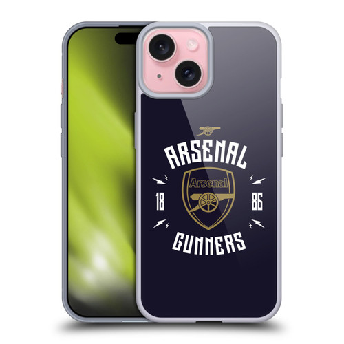 Arsenal FC Typography  Gunners Soft Gel Case for Apple iPhone 15