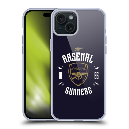 Arsenal FC Typography  Gunners Soft Gel Case for Apple iPhone 15 Plus