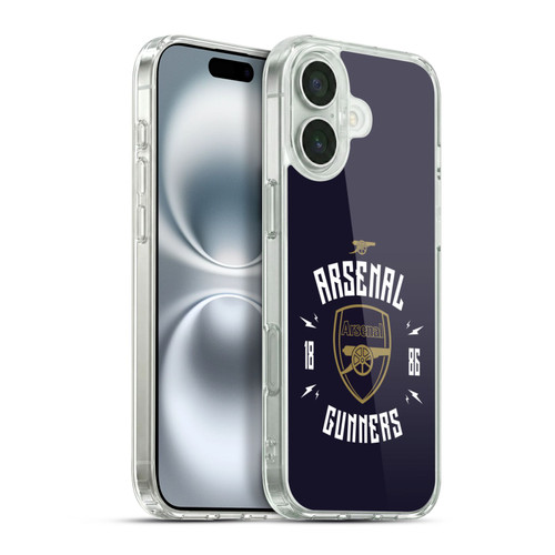 Arsenal FC Typography  Gunners Soft Gel Case for Apple iPhone 16 Plus & MagSafe