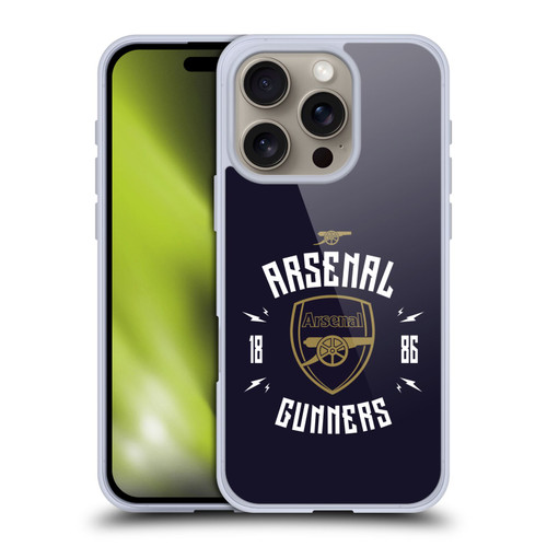Arsenal FC Typography  Gunners Soft Gel Case for Apple iPhone 16 Pro