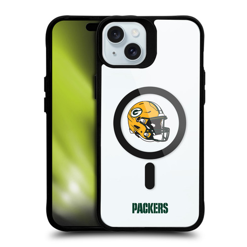 NFL Green Bay Packers Helmet Logotype BLACK SHOCKPROOF BUMPER CASE COMPATIBLE WITH Apple iPhone 15 Plus & MAGSAFE