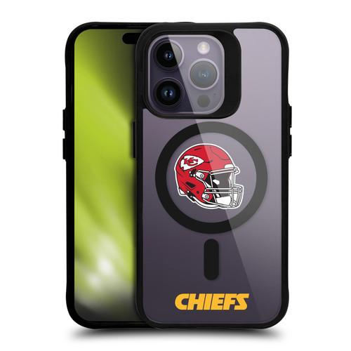 NFL Kansas City Chiefs Helmet Logotype BLACK SHOCKPROOF BUMPER CASE COMPATIBLE WITH Apple iPhone 14 Pro & MAGSAFE