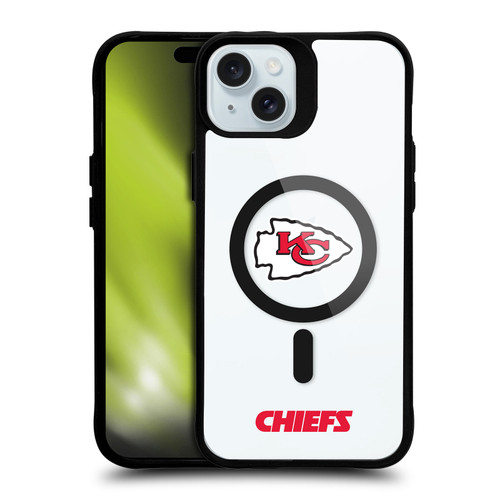 NFL Kansas City Chiefs Logo BLACK SHOCKPROOF BUMPER CASE COMPATIBLE WITH Apple iPhone 15 Plus & MAGSAFE