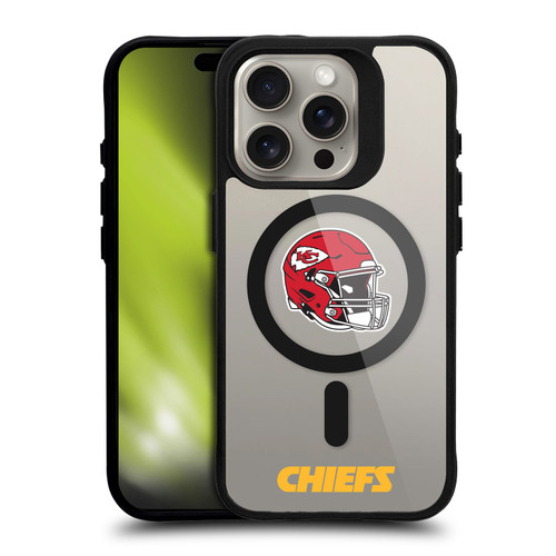 NFL Kansas City Chiefs Helmet Logotype BLACK SHOCKPROOF BUMPER CASE COMPATIBLE WITH Apple iPhone 15 Pro & MAGSAFE