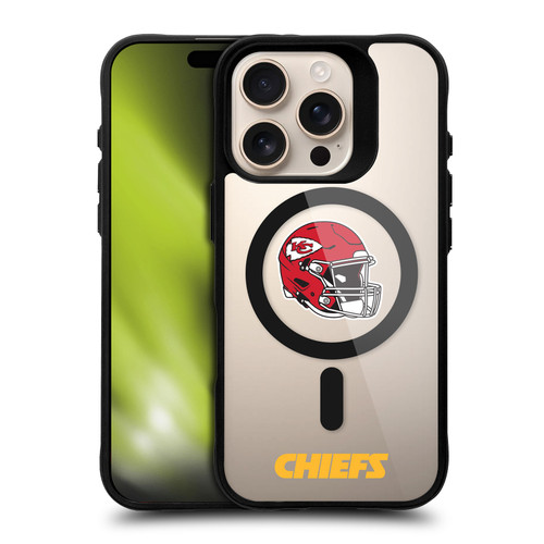 NFL Kansas City Chiefs Helmet Logotype BLACK SHOCKPROOF BUMPER CASE COMPATIBLE WITH Apple iPhone 16 Pro & MAGSAFE