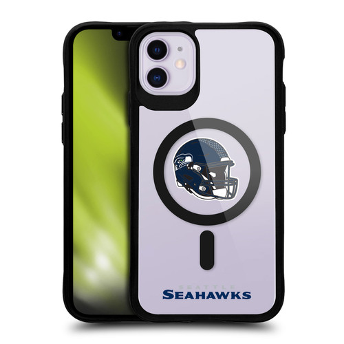 NFL Seattle Seahawks Helmet Logotype BLACK SHOCKPROOF BUMPER CASE COMPATIBLE WITH Apple iPhone 11 & MAGSAFE