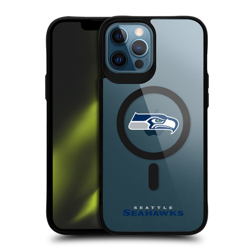 NFL Seattle Seahawks Logo BLACK SHOCKPROOF BUMPER CASE COMPATIBLE WITH Apple iPhone 12 Pro Max & MAGSAFE