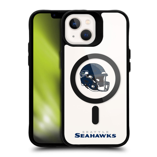 NFL Seattle Seahawks Helmet Logotype BLACK SHOCKPROOF BUMPER CASE COMPATIBLE WITH Apple iPhone 13 & MAGSAFE