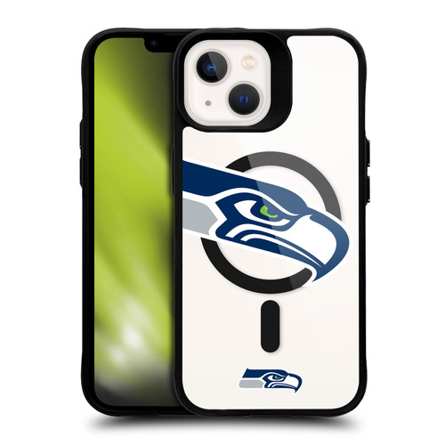 NFL Seattle Seahawks Oversized BLACK SHOCKPROOF BUMPER CASE COMPATIBLE WITH Apple iPhone 13 & MAGSAFE