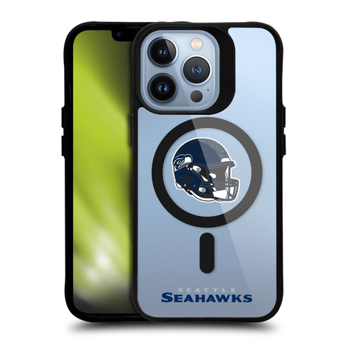 NFL Seattle Seahawks Helmet Logotype BLACK SHOCKPROOF BUMPER CASE COMPATIBLE WITH Apple iPhone 13 Pro & MAGSAFE