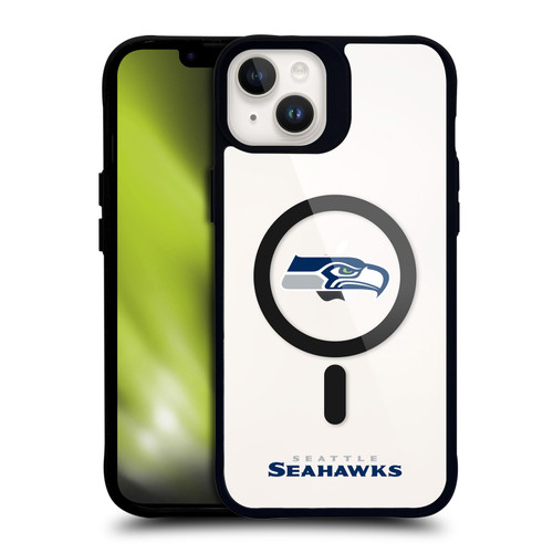 NFL Seattle Seahawks Logo BLACK SHOCKPROOF BUMPER CASE COMPATIBLE WITH Apple iPhone 14 Plus & MAGSAFE
