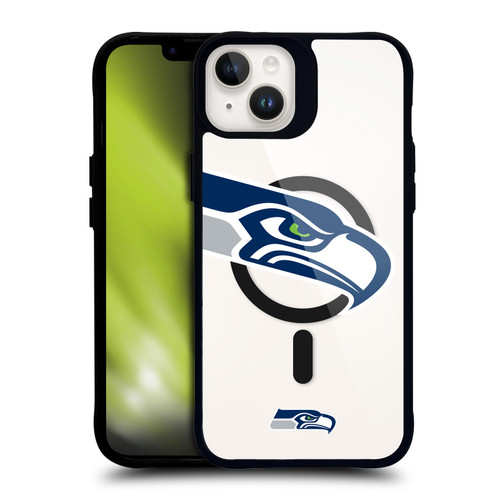 NFL Seattle Seahawks Oversized BLACK SHOCKPROOF BUMPER CASE COMPATIBLE WITH Apple iPhone 14 Plus & MAGSAFE
