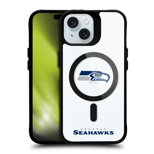 NFL Seattle Seahawks Logo BLACK SHOCKPROOF BUMPER CASE COMPATIBLE WITH Apple iPhone 15 & MAGSAFE