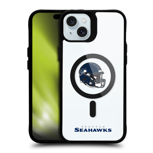 NFL Seattle Seahawks Helmet Logotype BLACK SHOCKPROOF BUMPER CASE COMPATIBLE WITH Apple iPhone 15 Plus & MAGSAFE