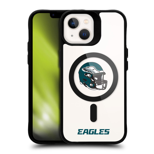 NFL Philadelphia Eagles Helmet Logotype BLACK SHOCKPROOF BUMPER CASE COMPATIBLE WITH Apple iPhone 13 & MAGSAFE