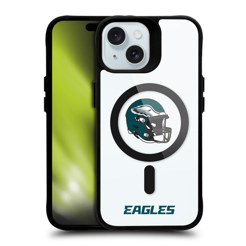 NFL Philadelphia Eagles Helmet Logotype BLACK SHOCKPROOF BUMPER CASE COMPATIBLE WITH Apple iPhone 15 & MAGSAFE