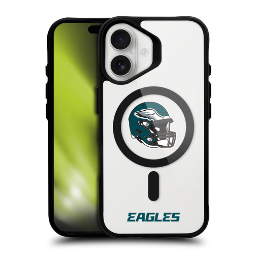 NFL Philadelphia Eagles Helmet Logotype BLACK SHOCKPROOF BUMPER CASE COMPATIBLE WITH Apple iPhone 16 & MAGSAFE
