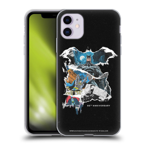 Batman DC Comics 80th Anniversary Ripped Paper Logo Soft Gel Case for Apple iPhone 11