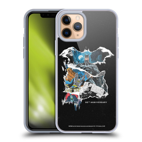 Batman DC Comics 80th Anniversary Ripped Paper Logo Soft Gel Case for Apple iPhone 11 Pro