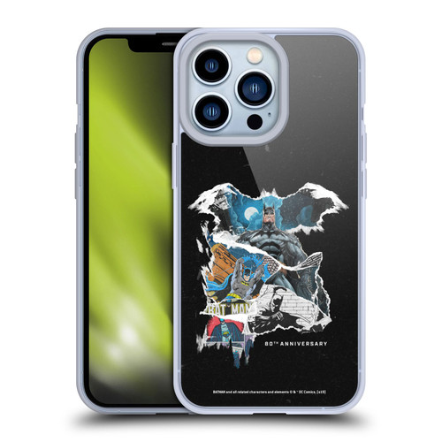 Batman DC Comics 80th Anniversary Ripped Paper Logo Soft Gel Case for Apple iPhone 13 Pro
