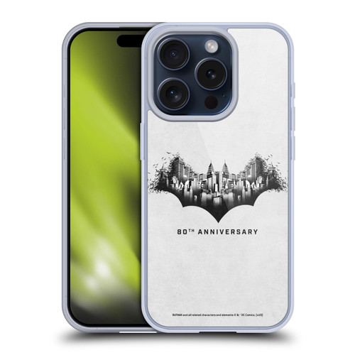 Batman DC Comics 80th Anniversary Logo Gotham Soft Gel Case for Apple iPhone 15 Pro