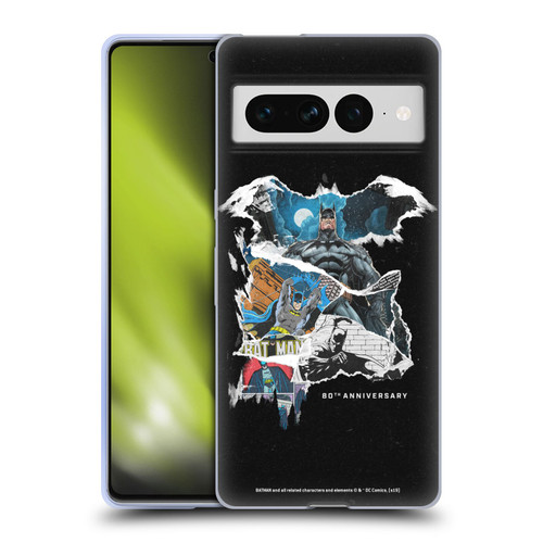 Batman DC Comics 80th Anniversary Ripped Paper Logo Soft Gel Case for Google Pixel 7 Pro