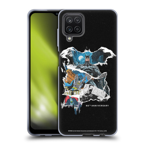 Batman DC Comics 80th Anniversary Ripped Paper Logo Soft Gel Case for Samsung Galaxy A12 (2020)