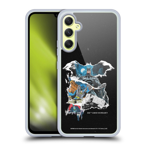 Batman DC Comics 80th Anniversary Ripped Paper Logo Soft Gel Case for Samsung Galaxy A34 5G