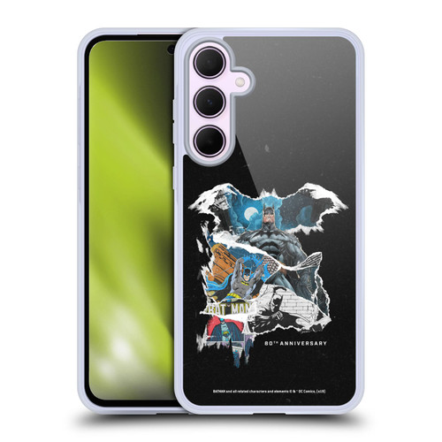 Batman DC Comics 80th Anniversary Ripped Paper Logo Soft Gel Case for Samsung Galaxy A35 5G