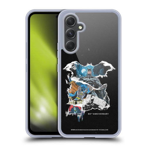 Batman DC Comics 80th Anniversary Ripped Paper Logo Soft Gel Case for Samsung Galaxy A54 5G