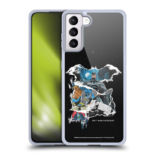 Batman DC Comics 80th Anniversary Ripped Paper Logo Soft Gel Case for Samsung Galaxy S21+ 5G
