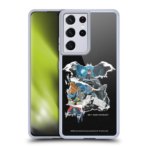 Batman DC Comics 80th Anniversary Ripped Paper Logo Soft Gel Case for Samsung Galaxy S21 Ultra 5G