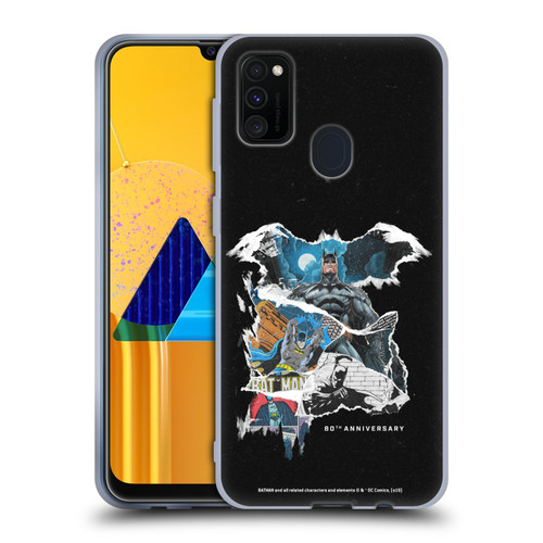 Batman DC Comics 80th Anniversary Ripped Paper Logo Soft Gel Case for Samsung Galaxy M30s (2019)/M21 (2020)