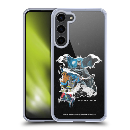 Batman DC Comics 80th Anniversary Ripped Paper Logo Soft Gel Case for Samsung Galaxy S23+ 5G