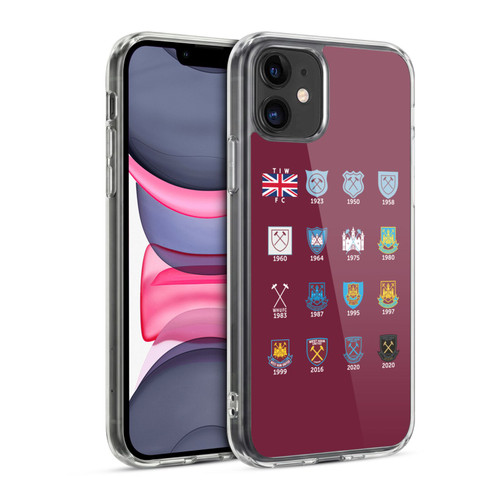 West Ham United FC Crest History Pattern 4 Soft Gel Case for Apple iPhone 11