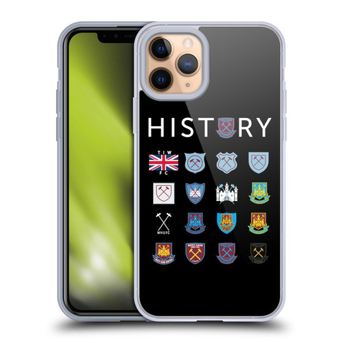 West Ham United FC Crest History Pattern 1 Soft Gel Case for Apple iPhone 11 Pro