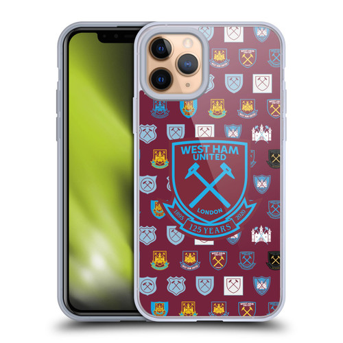 West Ham United FC Crest History Pattern 5 Soft Gel Case for Apple iPhone 11 Pro