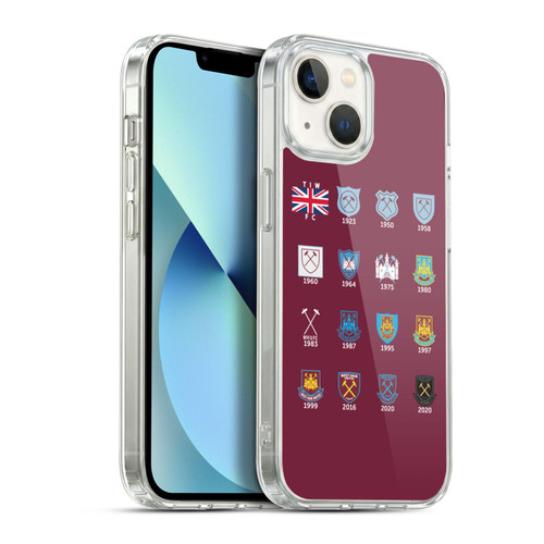 West Ham United FC Crest History Pattern 4 Soft Gel Case for Apple iPhone 13