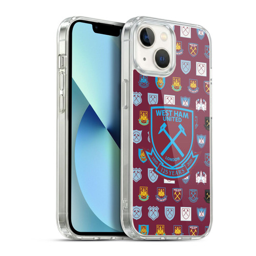 West Ham United FC Crest History Pattern 5 Soft Gel Case for Apple iPhone 13