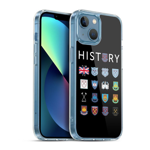 West Ham United FC Crest History Pattern 1 Soft Gel Case for Apple iPhone 13 Mini & MagSafe