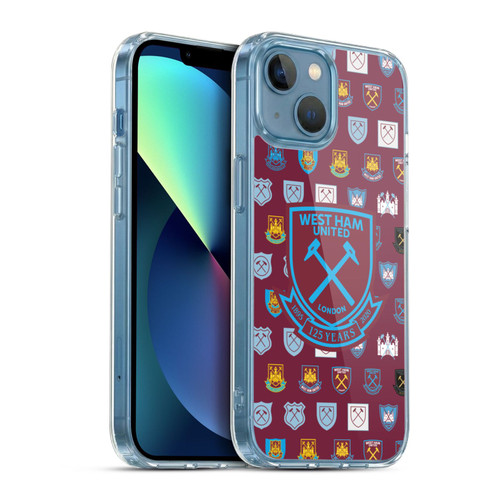West Ham United FC Crest History Pattern 5 Soft Gel Case for Apple iPhone 13 Mini & MagSafe