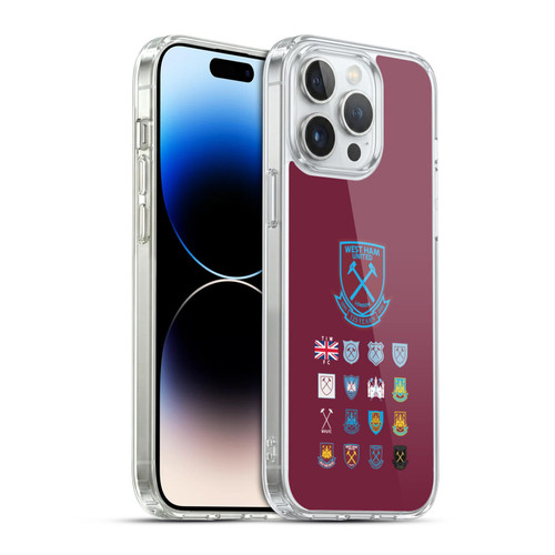 West Ham United FC Crest History Pattern 2 Soft Gel Case for Apple iPhone 14 Pro Max & MagSafe