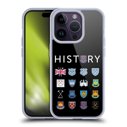 West Ham United FC Crest History Pattern 1 Soft Gel Case for Apple iPhone 14 Pro