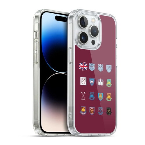 West Ham United FC Crest History Pattern 3 Soft Gel Case for Apple iPhone 14 Pro & MagSafe