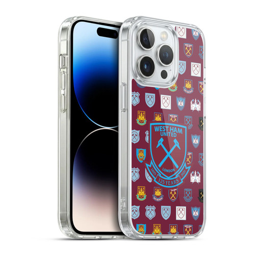 West Ham United FC Crest History Pattern 5 Soft Gel Case for Apple iPhone 14 Pro & MagSafe